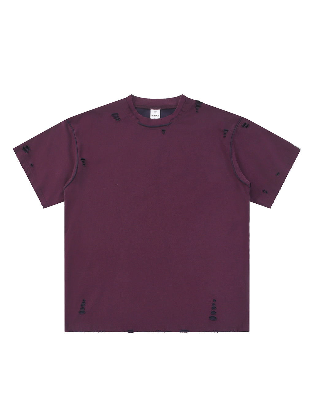 Wine Red with Dark Blue Unisex Hand-Frayed Reversible T-Shirt front view