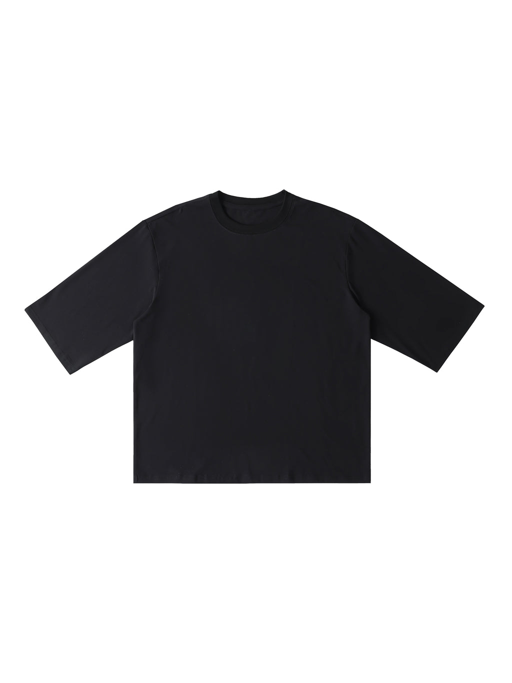 Black Unisex Half-Sleeve Ribbed T-Shirt front view