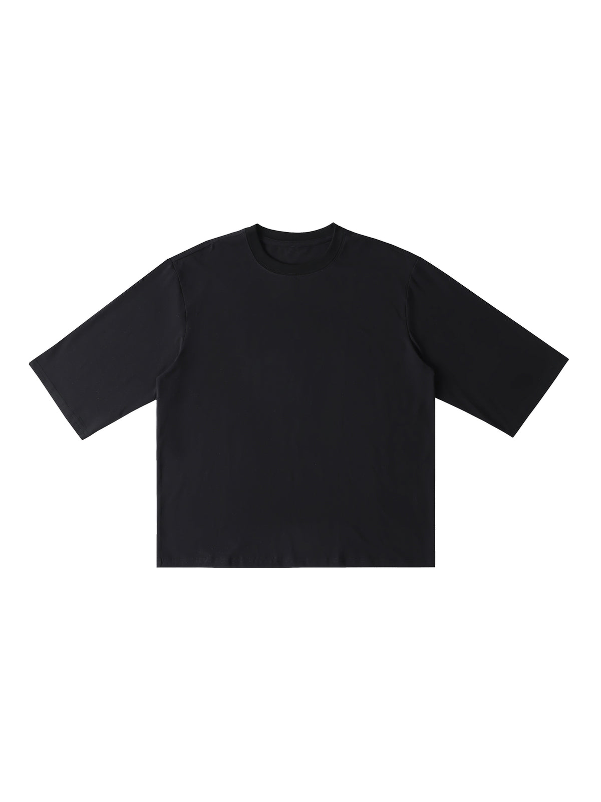 Black Unisex Half-Sleeve Ribbed T-Shirt front view