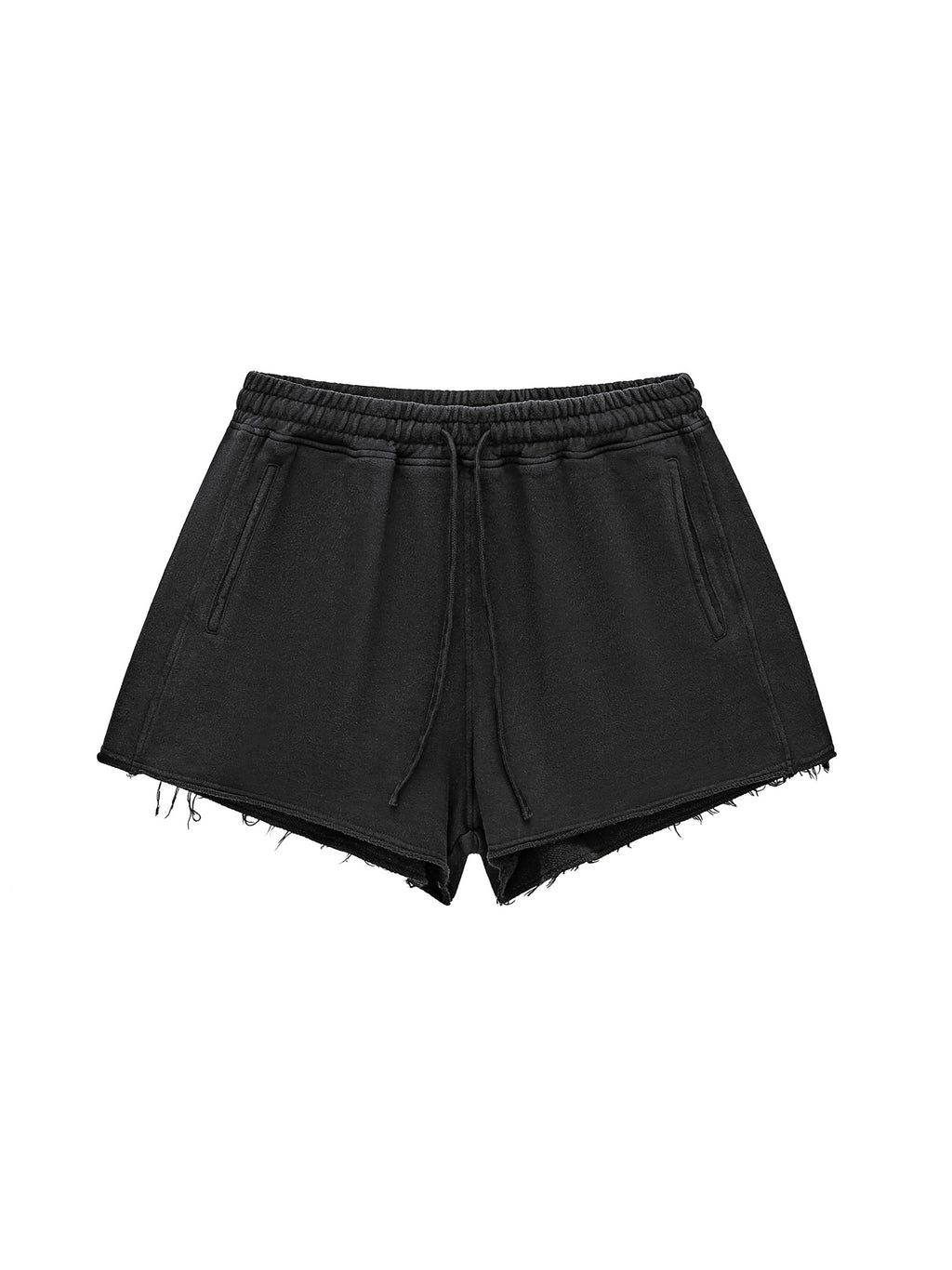 Snow Washed Raw Edge Drawstring Shorts - image 13