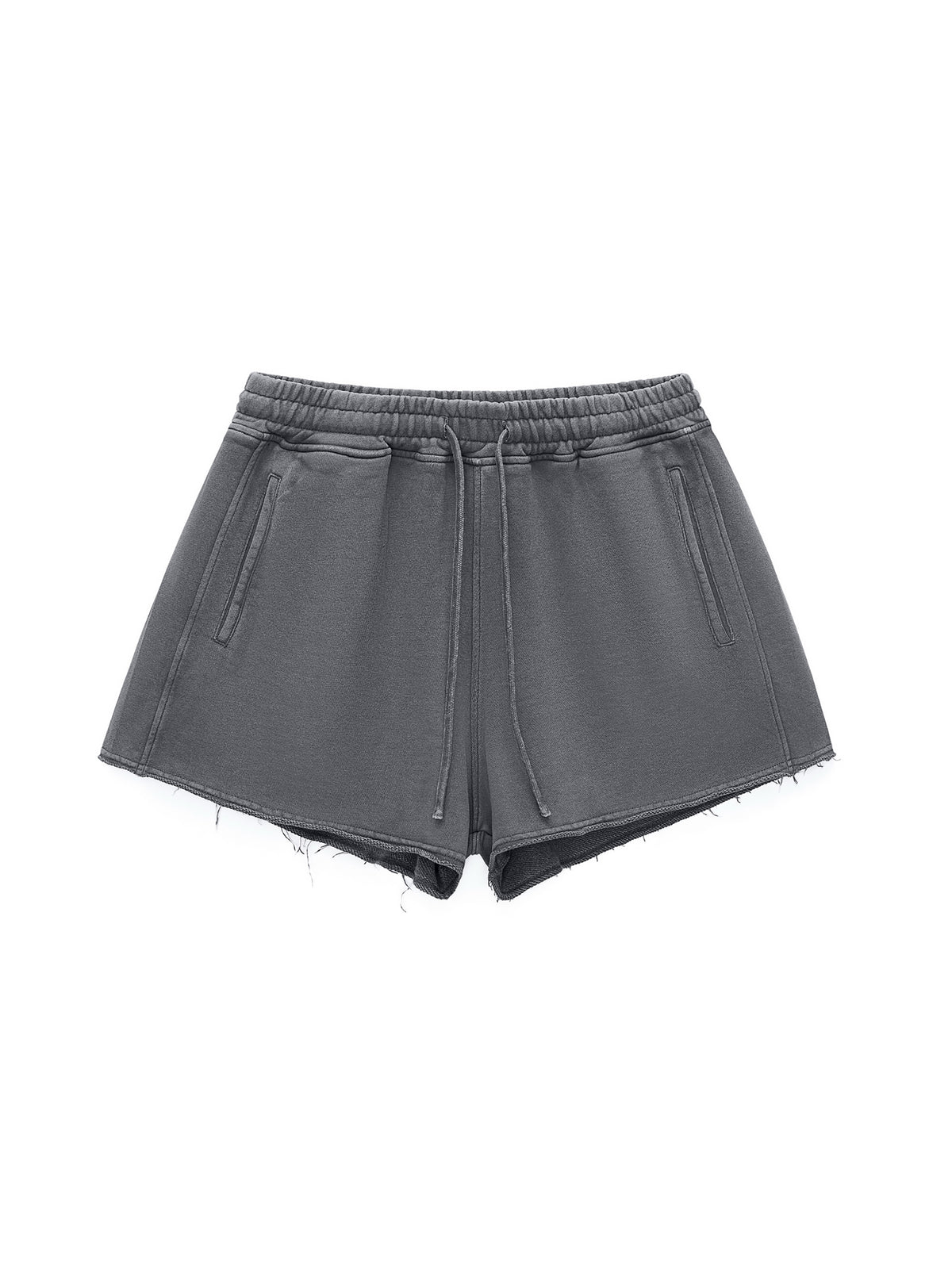 Snow Washed Raw Edge Drawstring Shorts - image 15