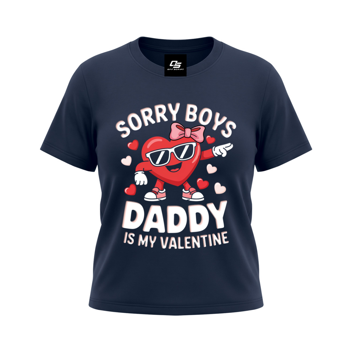 Sorry Boys Daddy Is My Valentine Women's T-Shirt — Navy Blue front 3D mockup