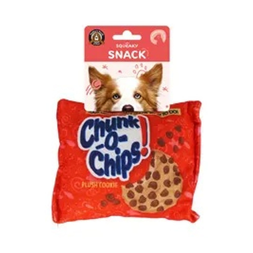 Choc Chip squeaky and crinkly snack dog toy