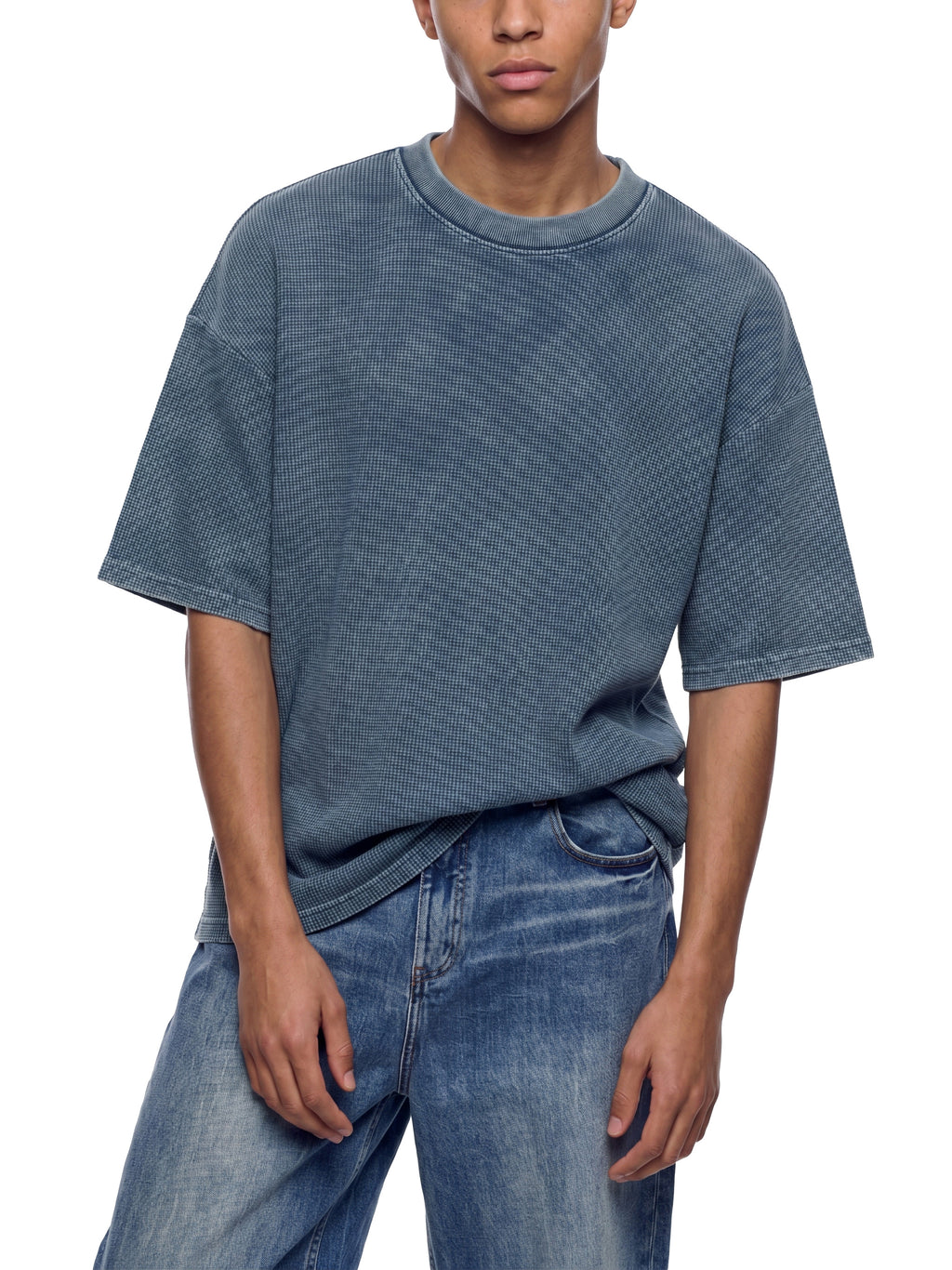 Textured Waffle Washed Boxy T-Shirt gallery 7