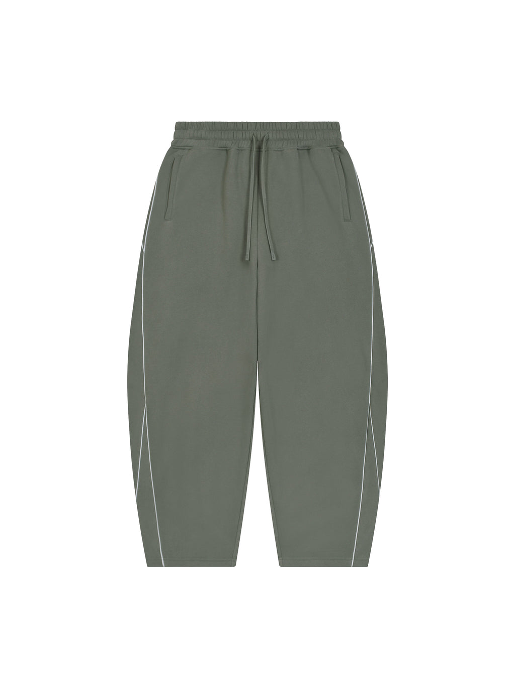 Unisex Piping Fleece Barrel Leg Sweatpants – Medium Gray front
