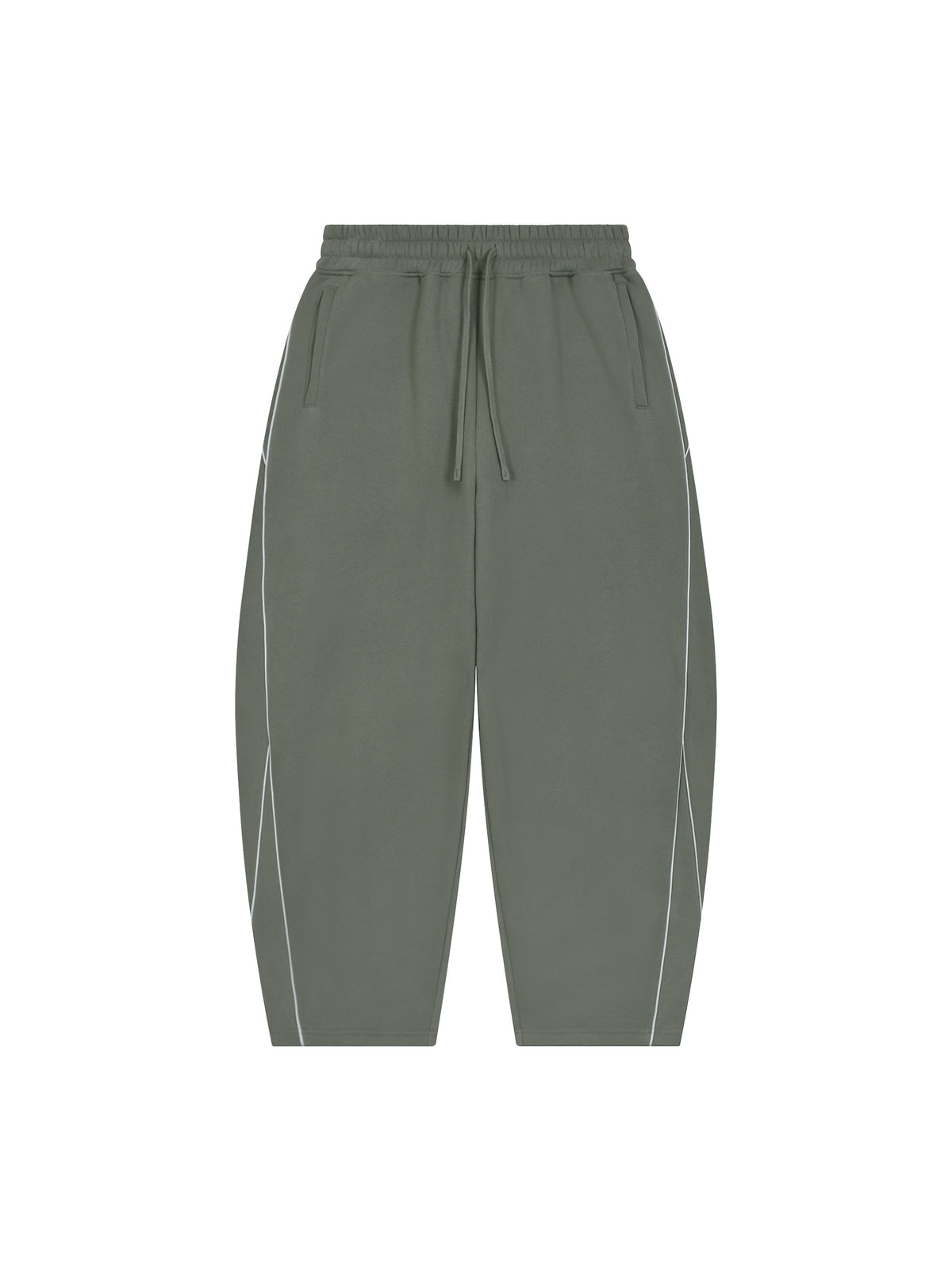 Unisex Piping Fleece Barrel Leg Sweatpants – Medium Gray front