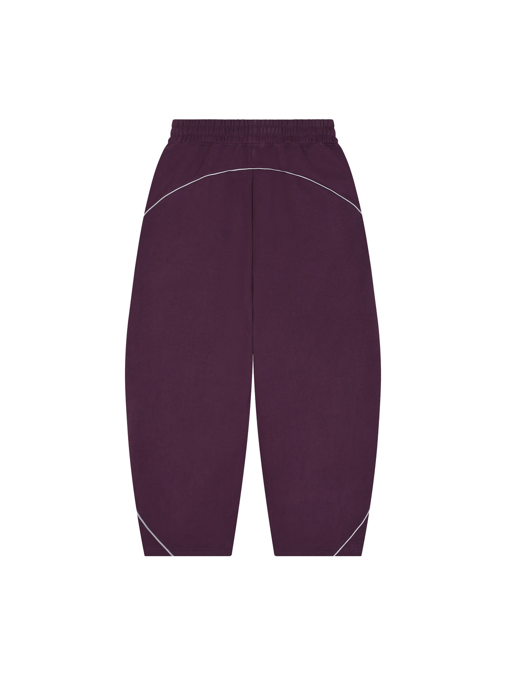 Unisex Piping Fleece Barrel Leg Sweatpants – Plum Purple back