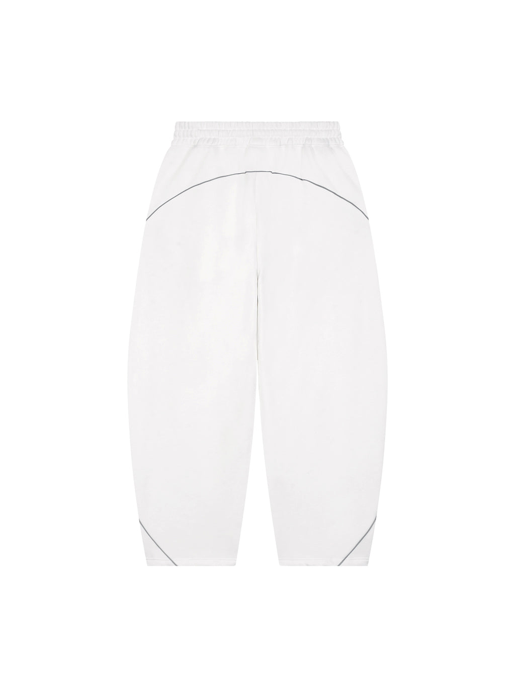Unisex Piping Fleece Barrel Leg Sweatpants – White back