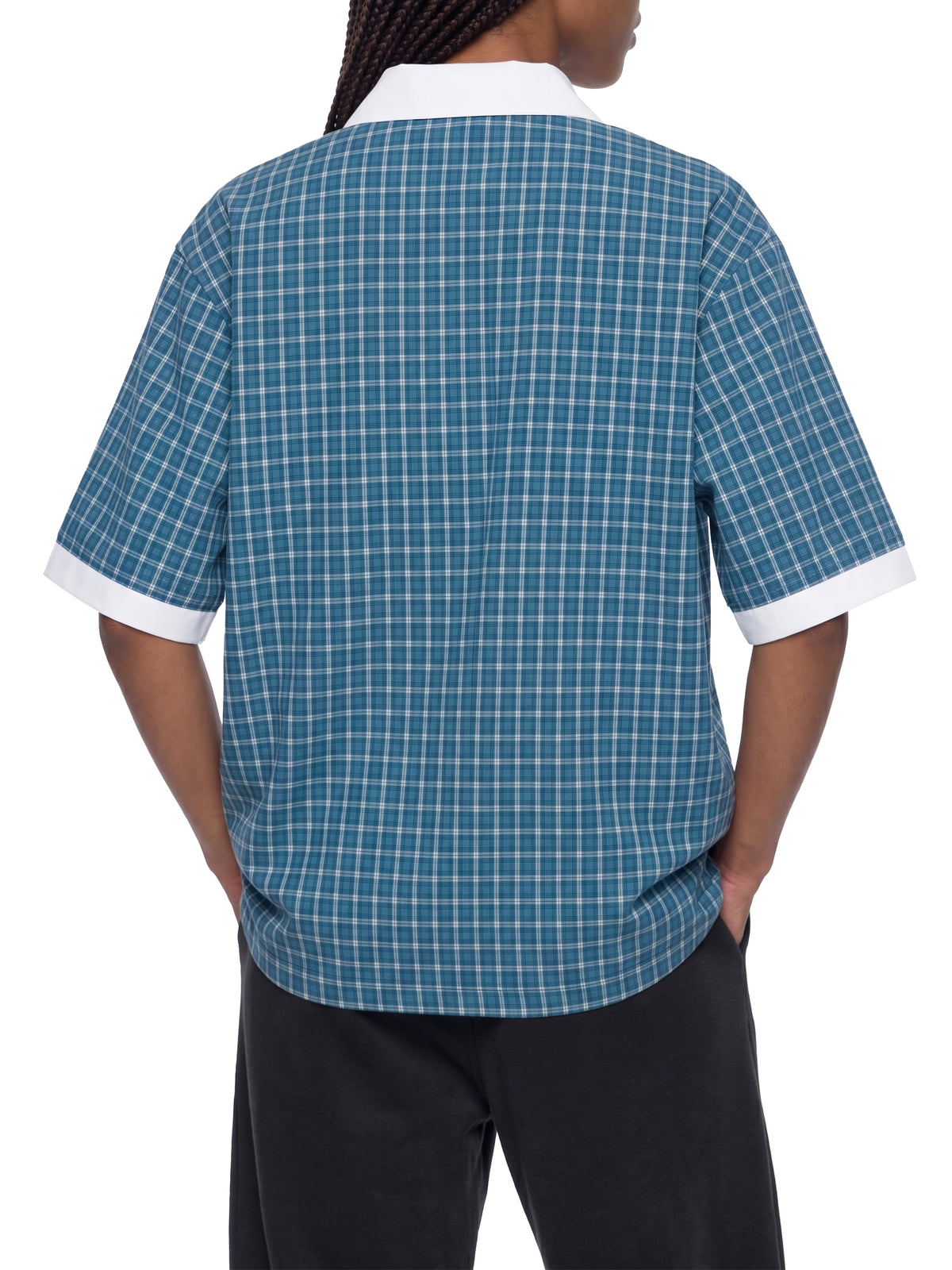 Unisex Boxy Plaid Color Block Polo Shirt gallery 10