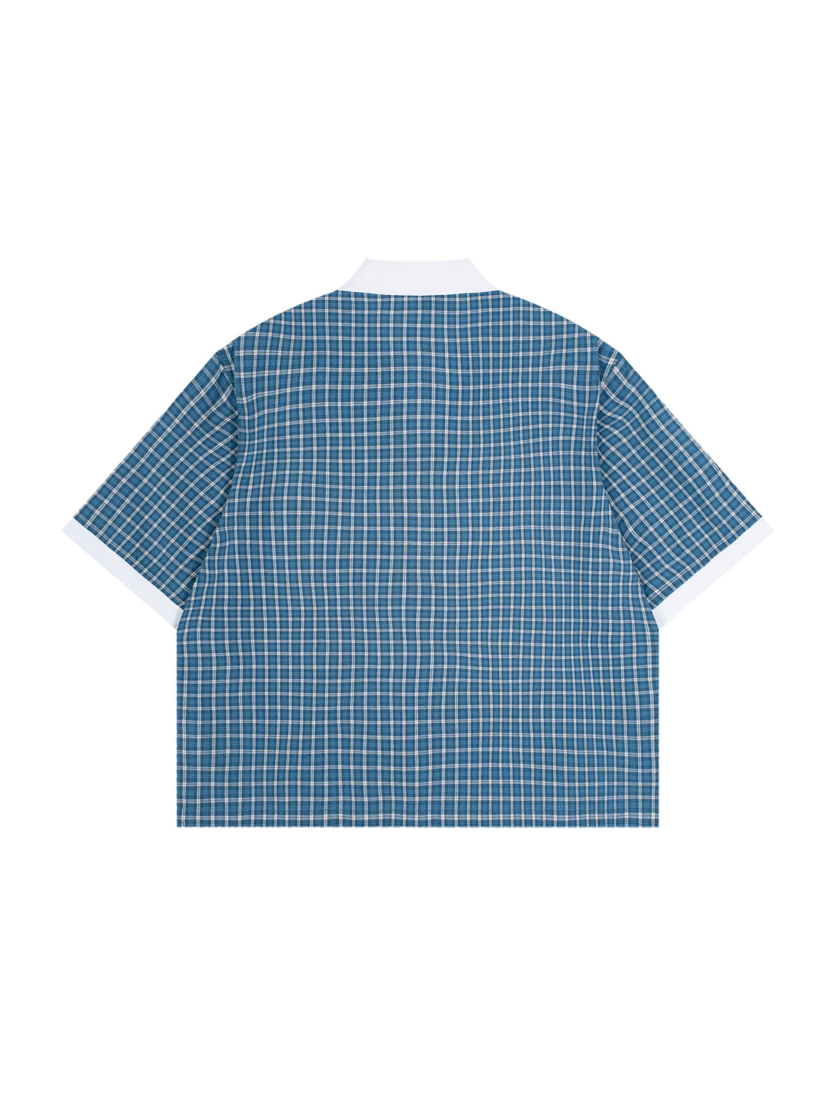 Unisex Boxy Plaid Color Block Polo Shirt gallery 2