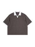 Unisex Boxy Plaid Color Block Polo Shirt gallery 23