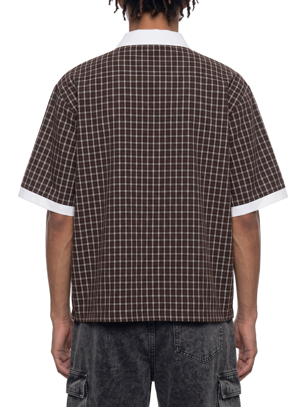 Unisex Boxy Plaid Color Block Polo Shirt gallery 6