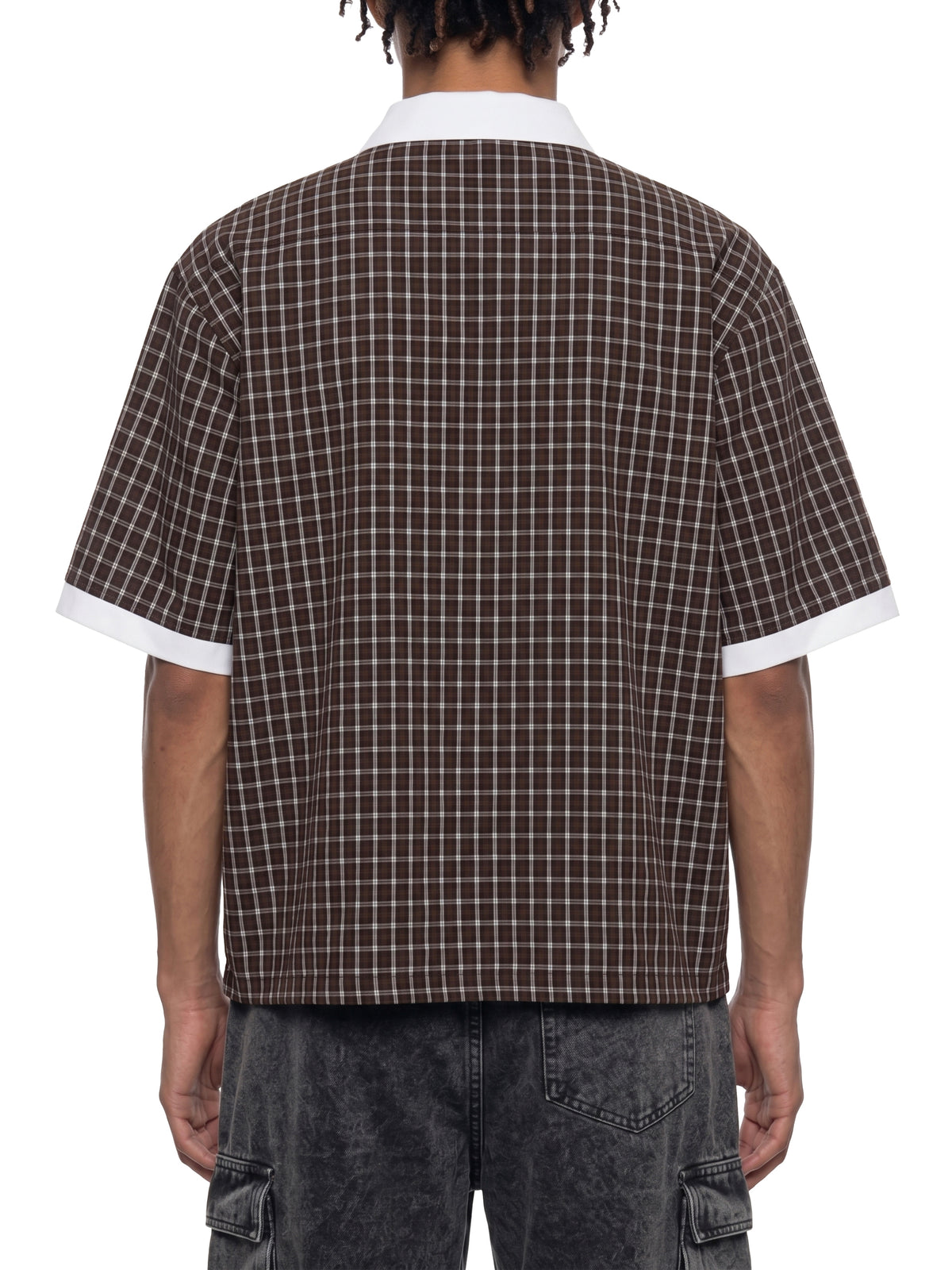 Unisex Boxy Plaid Color Block Polo Shirt gallery 6