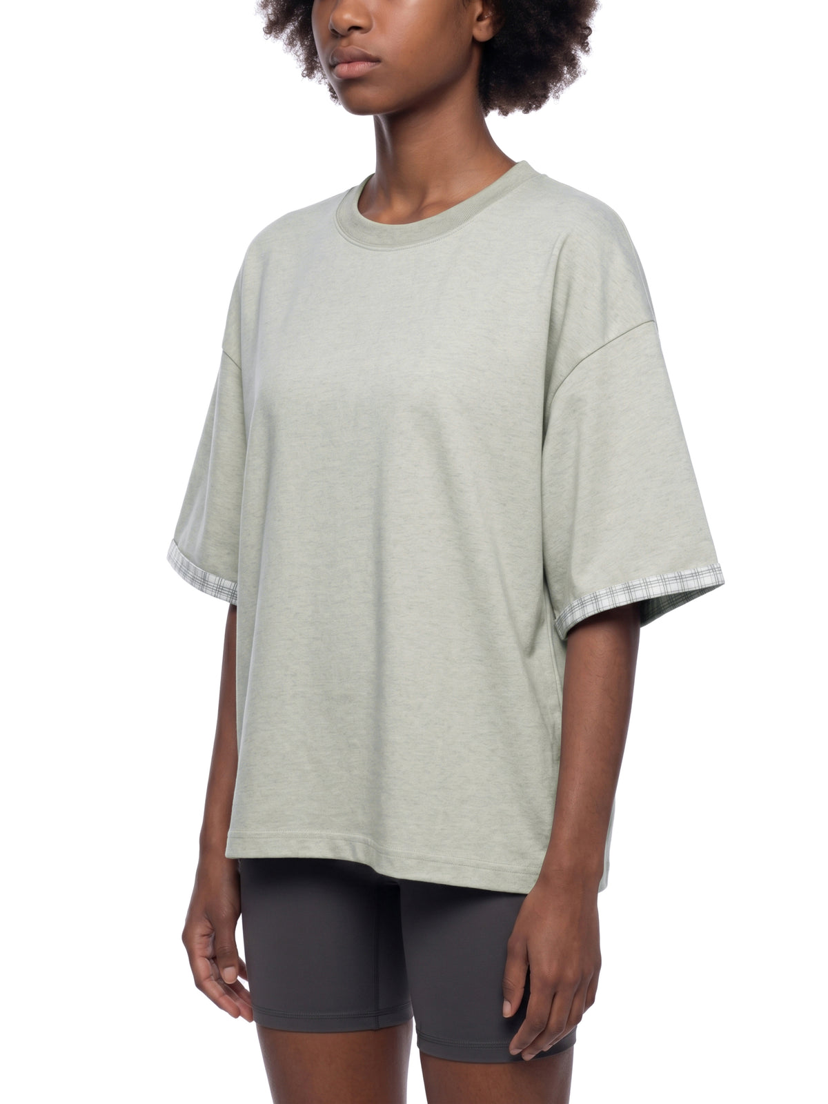 Unisex Boxy Plaid-Lined Double-Face T-Shirt gallery 11