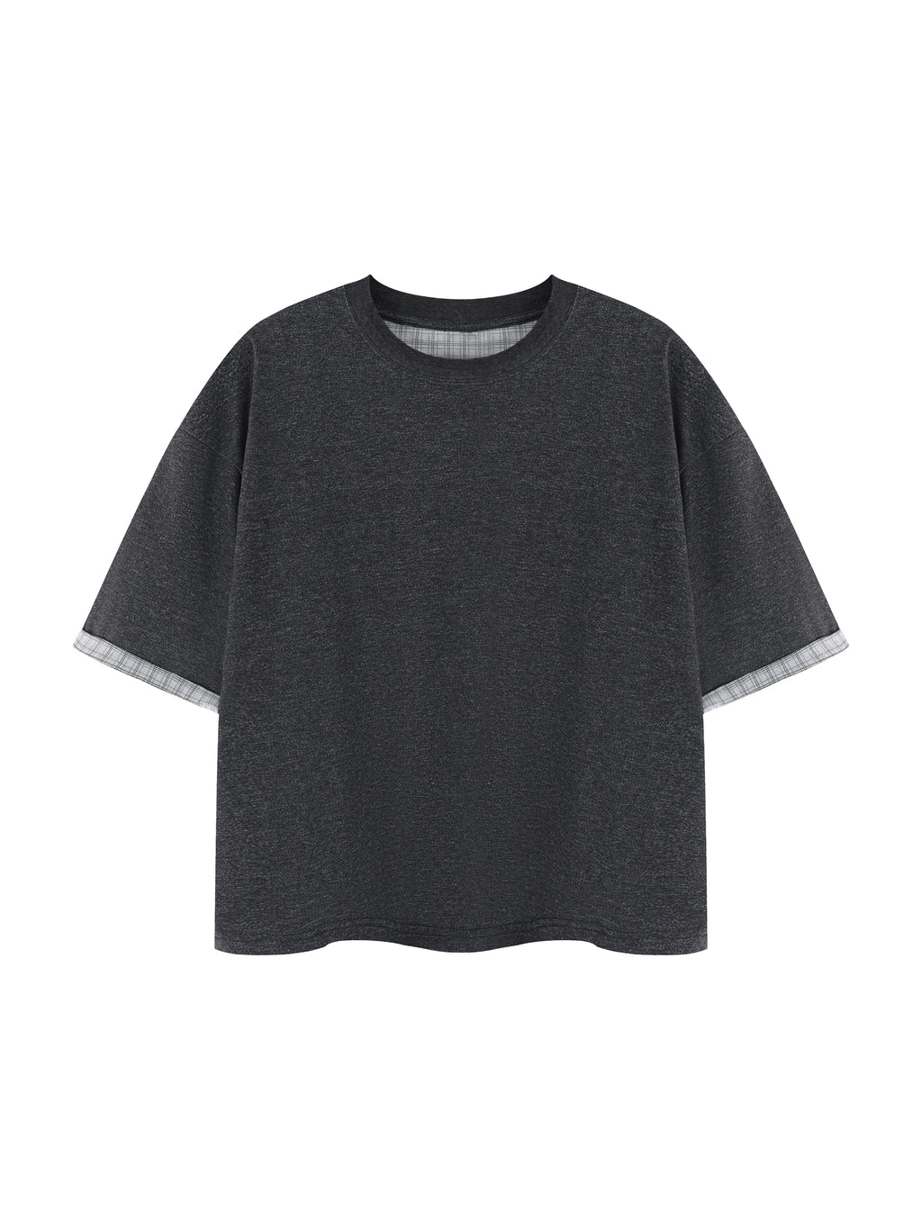 Unisex Boxy Plaid-Lined Double-Face T-Shirt gallery 19