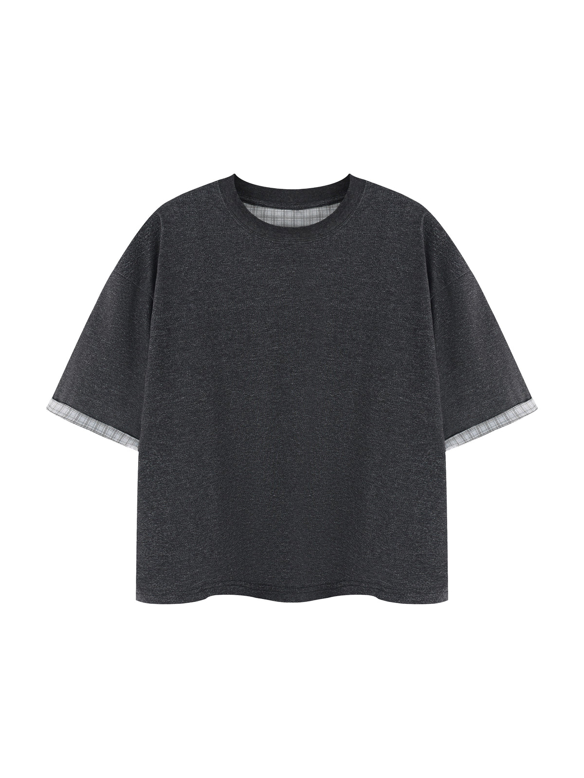 Unisex Boxy Plaid-Lined Double-Face T-Shirt gallery 19