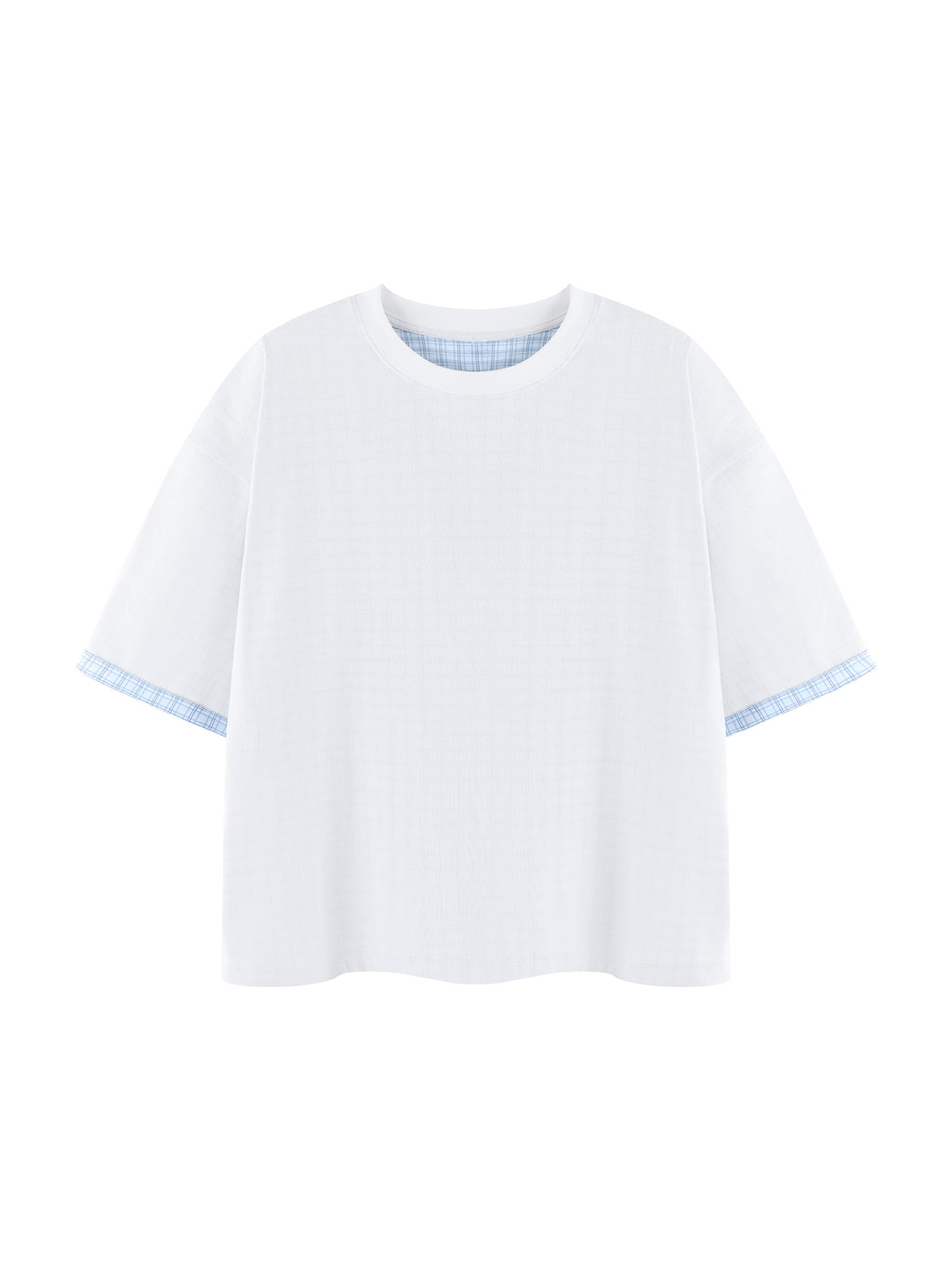 Unisex Boxy Plaid-Lined Double-Face T-Shirt gallery 21