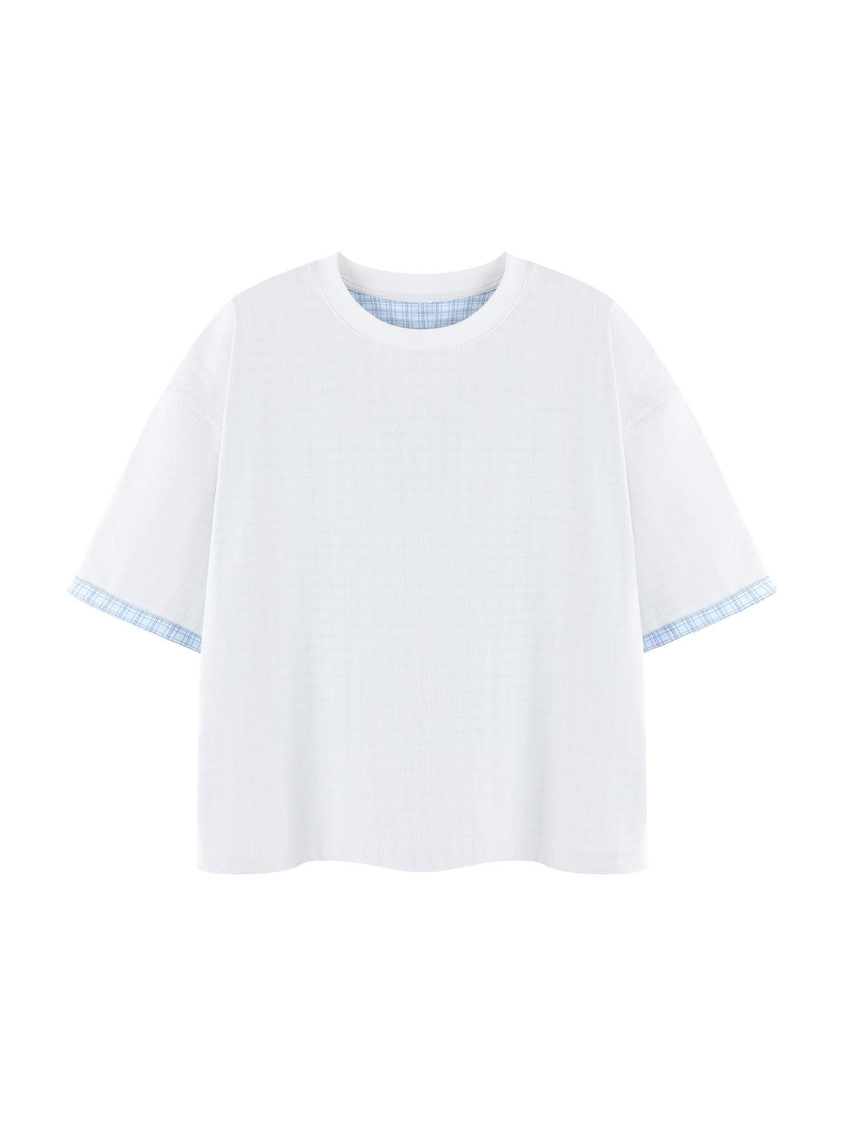 Unisex Boxy Plaid-Lined Double-Face T-Shirt gallery 21