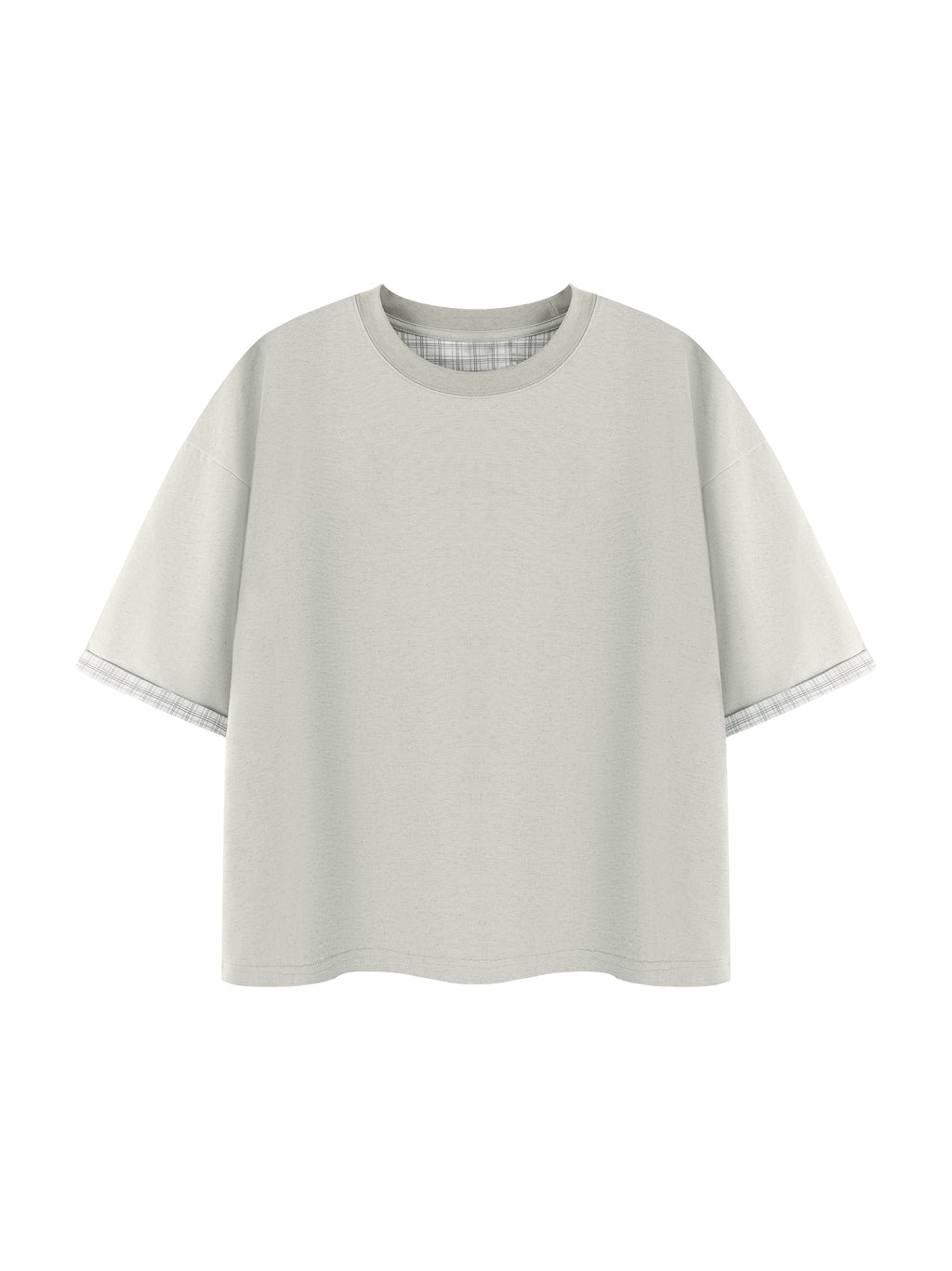 Unisex Boxy Plaid-Lined Double-Face T-Shirt gallery 23