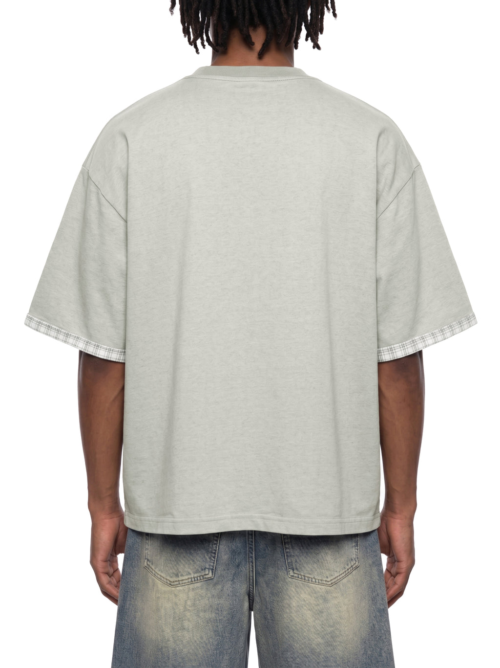 Unisex Boxy Plaid-Lined Double-Face T-Shirt gallery 5