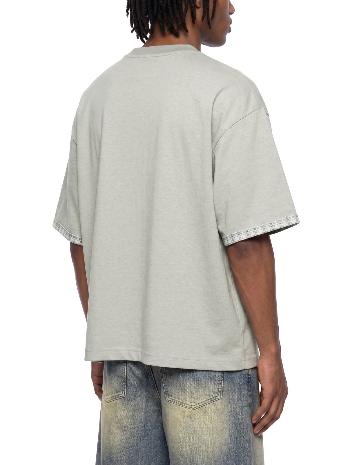Unisex Boxy Plaid-Lined Double-Face T-Shirt gallery 7