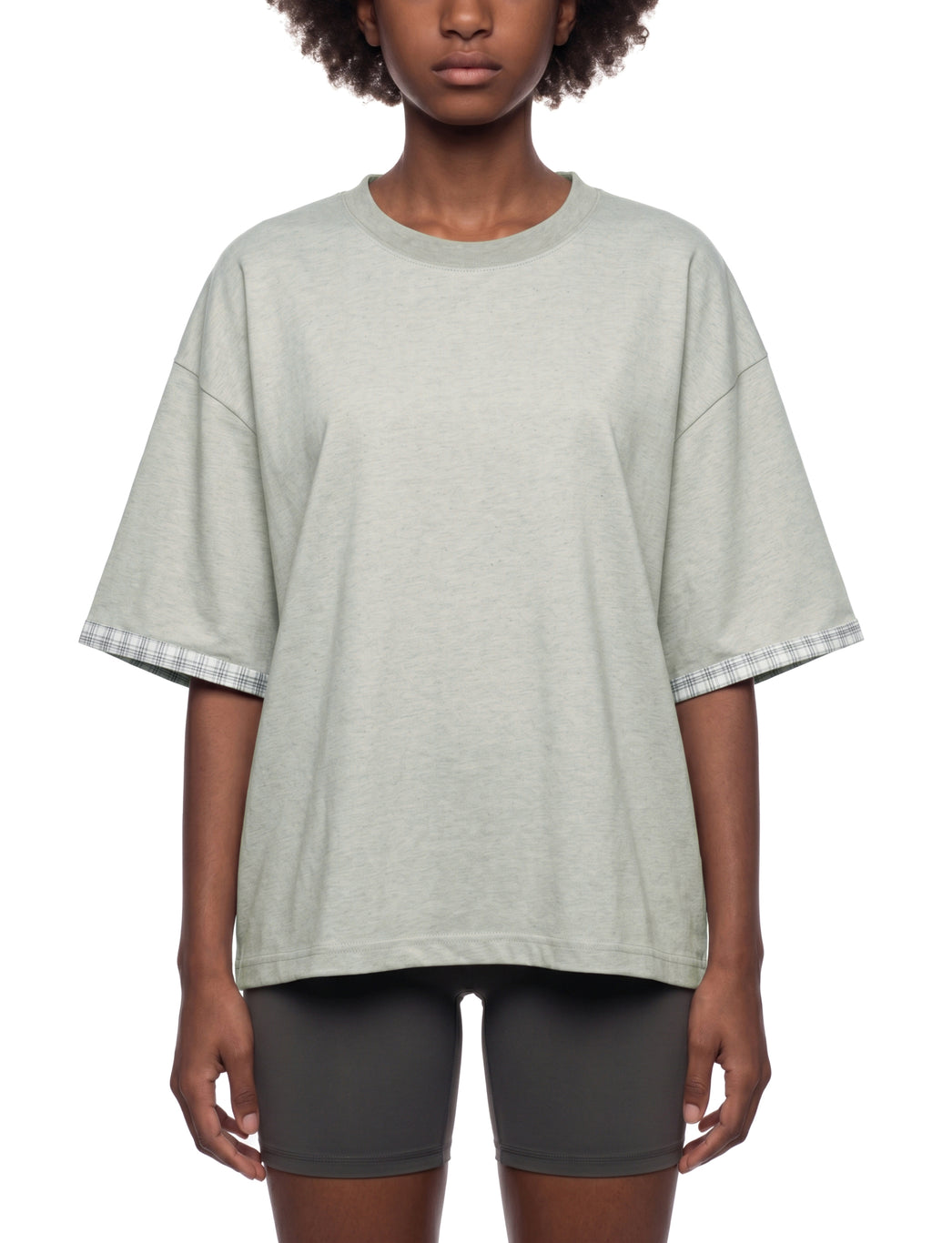 Unisex Boxy Plaid-Lined Double-Face T-Shirt gallery 8