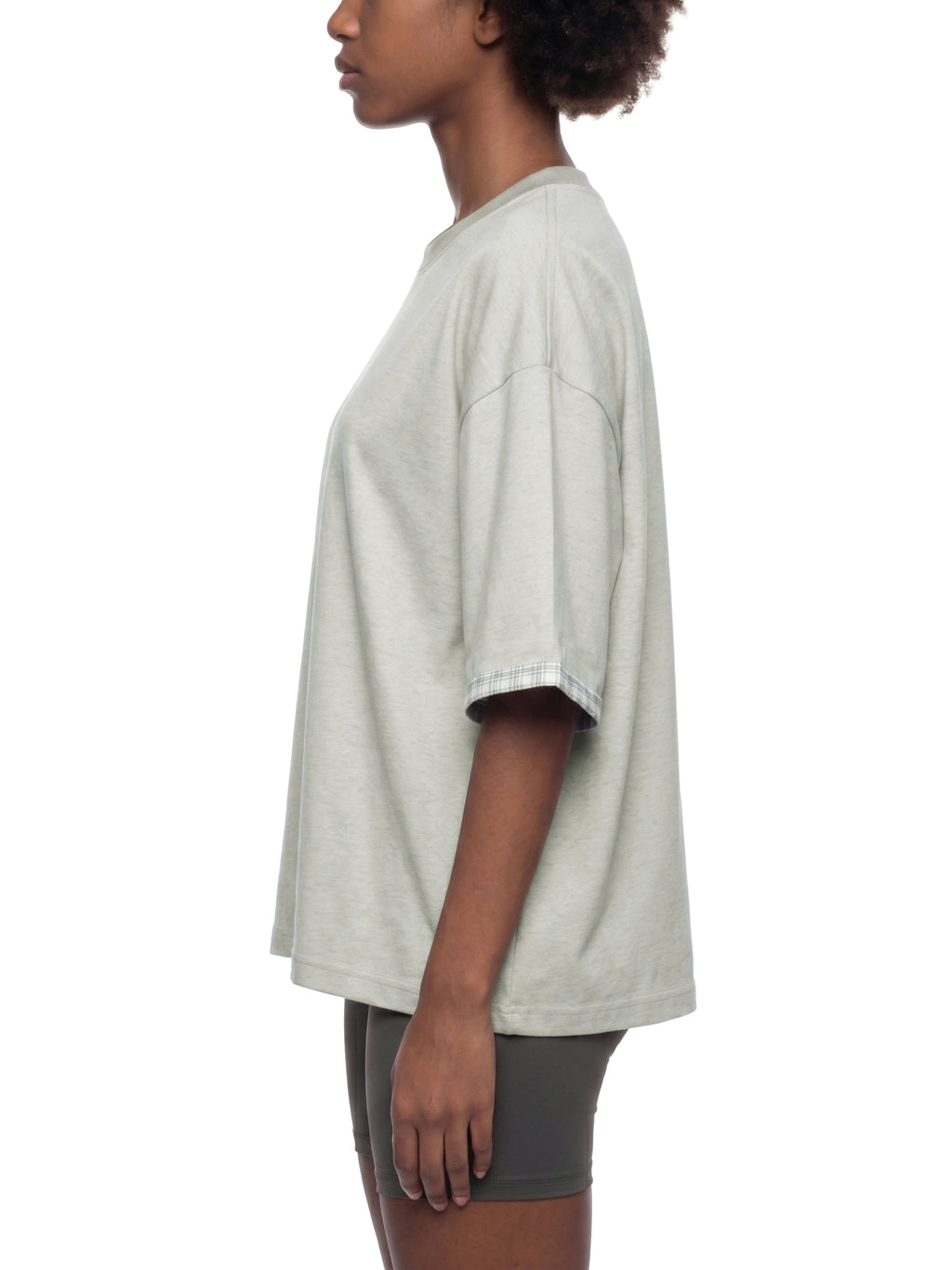 Unisex Boxy Plaid-Lined Double-Face T-Shirt gallery 9