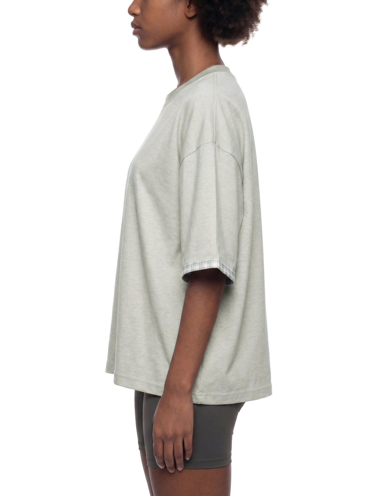 Unisex Boxy Plaid-Lined Double-Face T-Shirt gallery 9