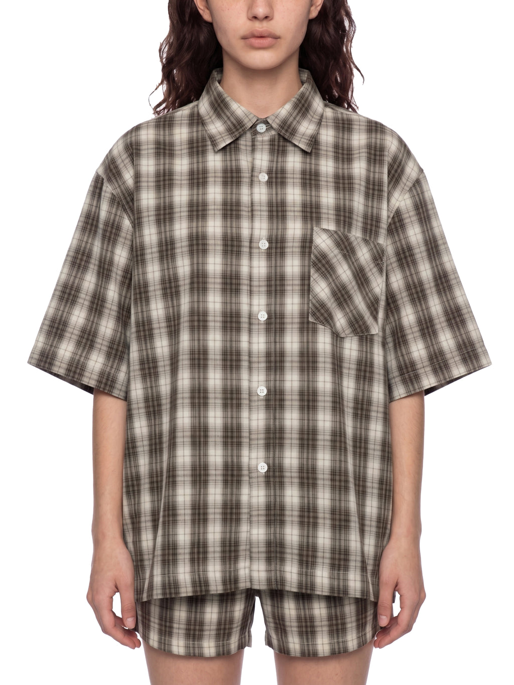 Unisex Boxy Plaid Short Sleeve Shirt gallery 8
