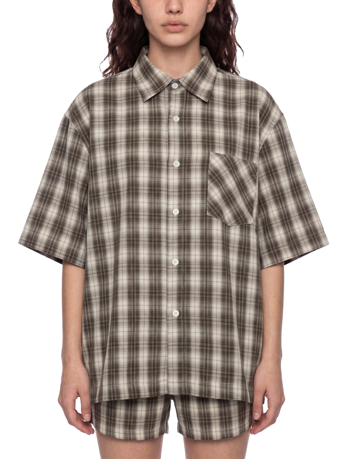 Unisex Boxy Plaid Short Sleeve Shirt gallery 8
