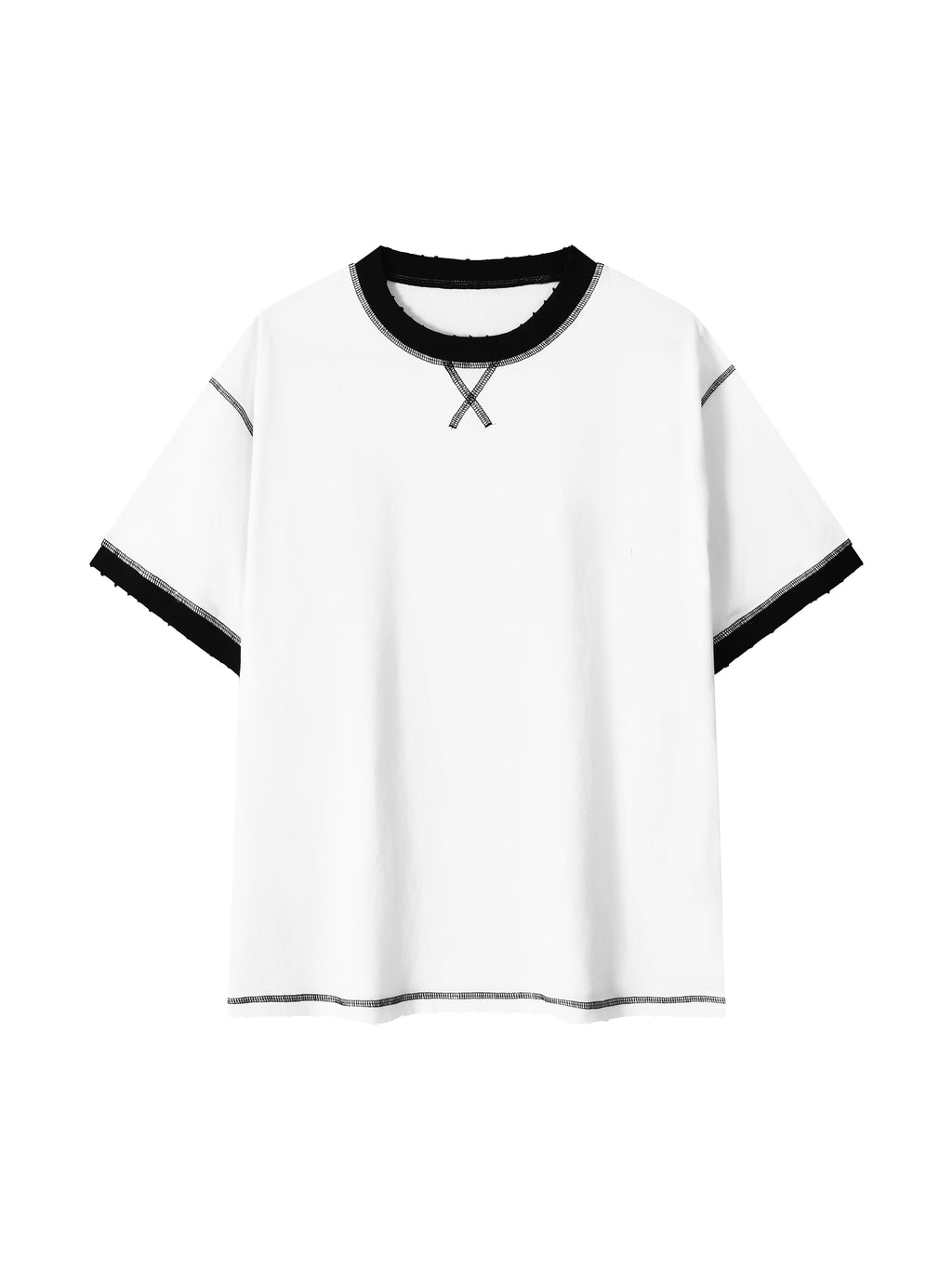 Off Script Unisex Contrast-Stitched Ringer T-Shirt - White with Black alternate front view
