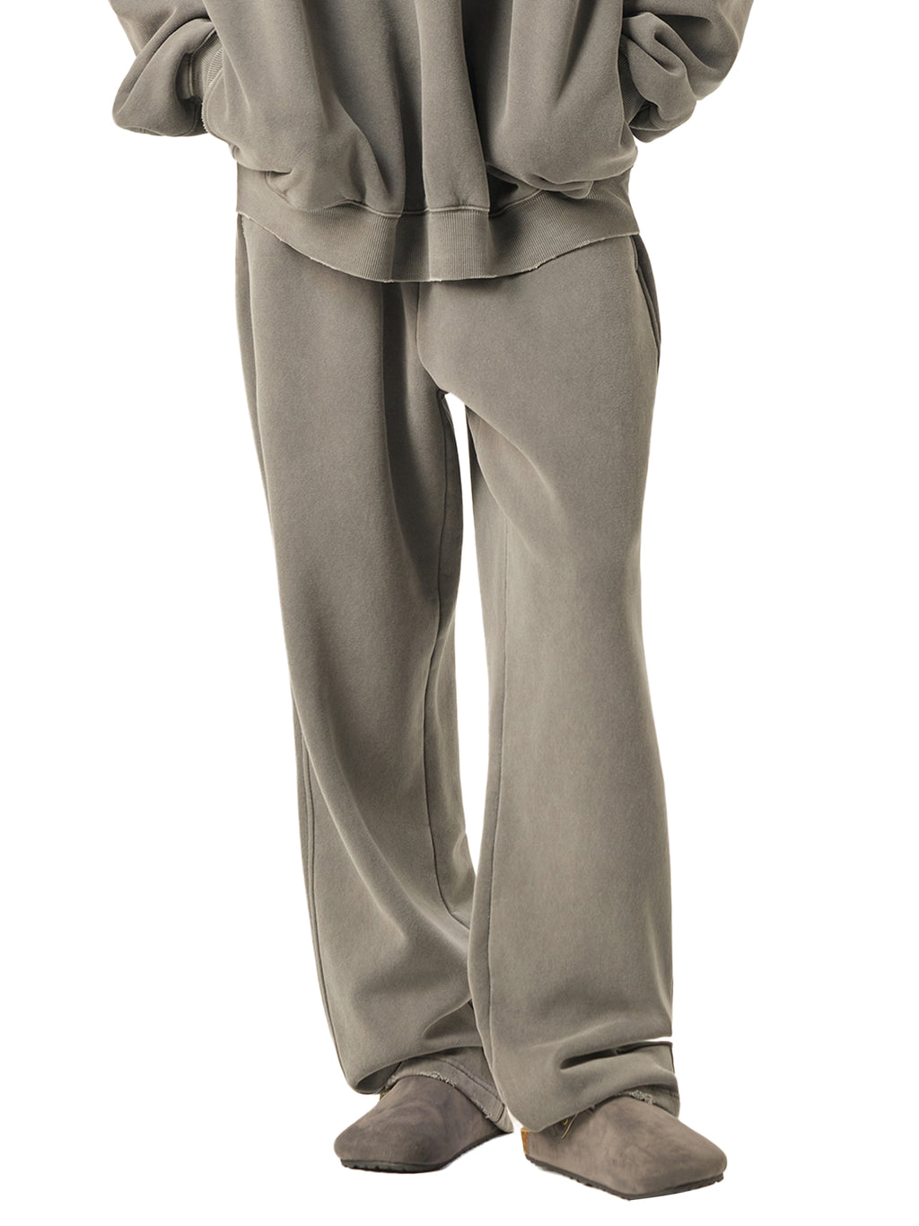 Unisex Frayed Enzyme-Washed Fleece Sweatpants gallery image