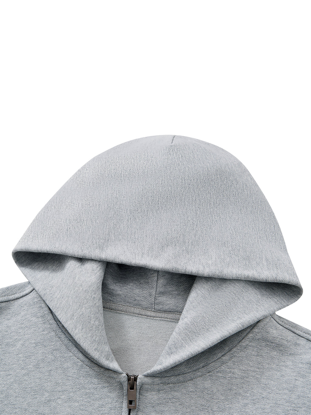 Unisex Heavyweight Full Zip Boxy Hoodie - Flower Gray hood detail