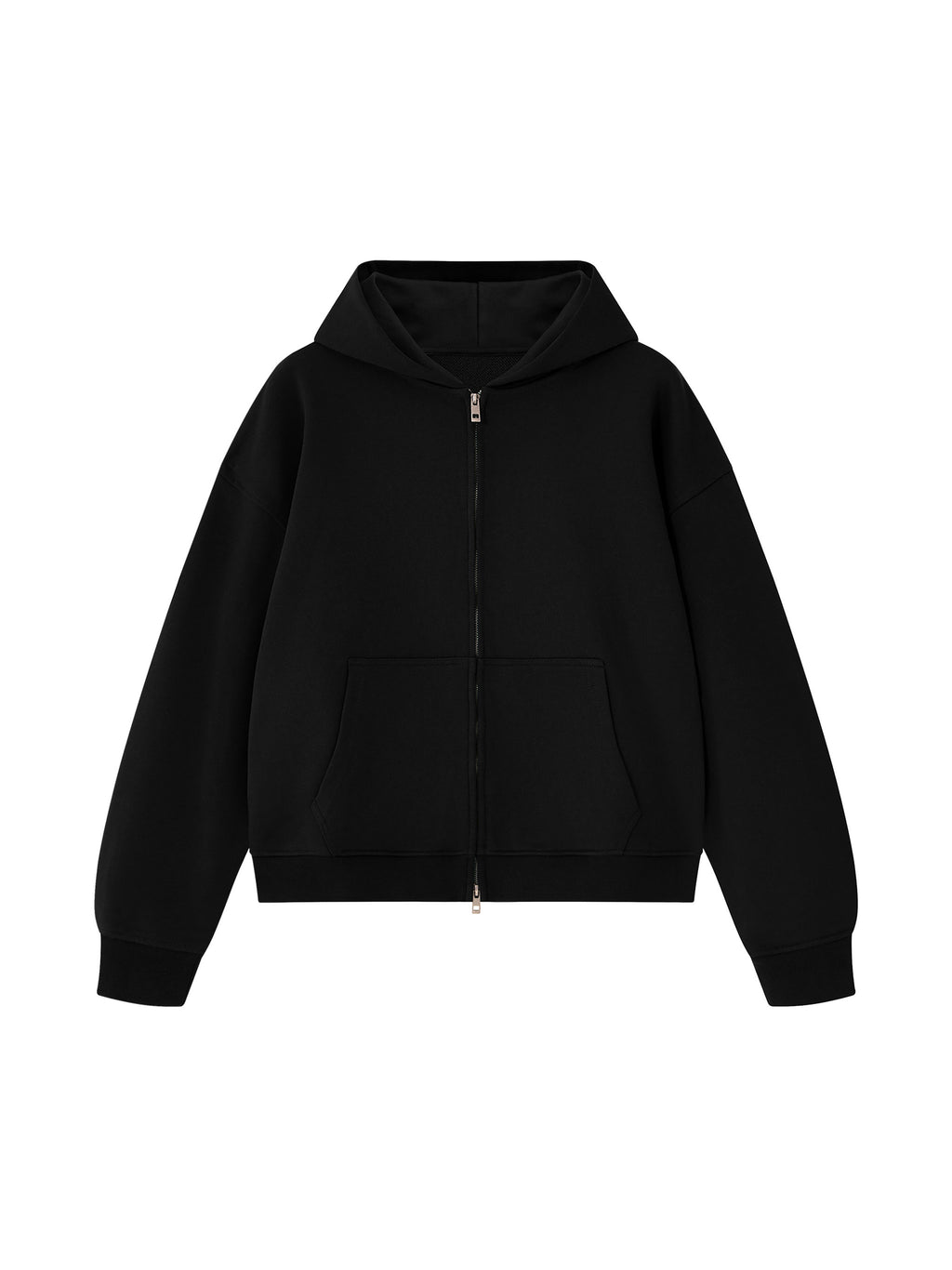 Unisex Heavyweight Full Zip Boxy Hoodie - Black front