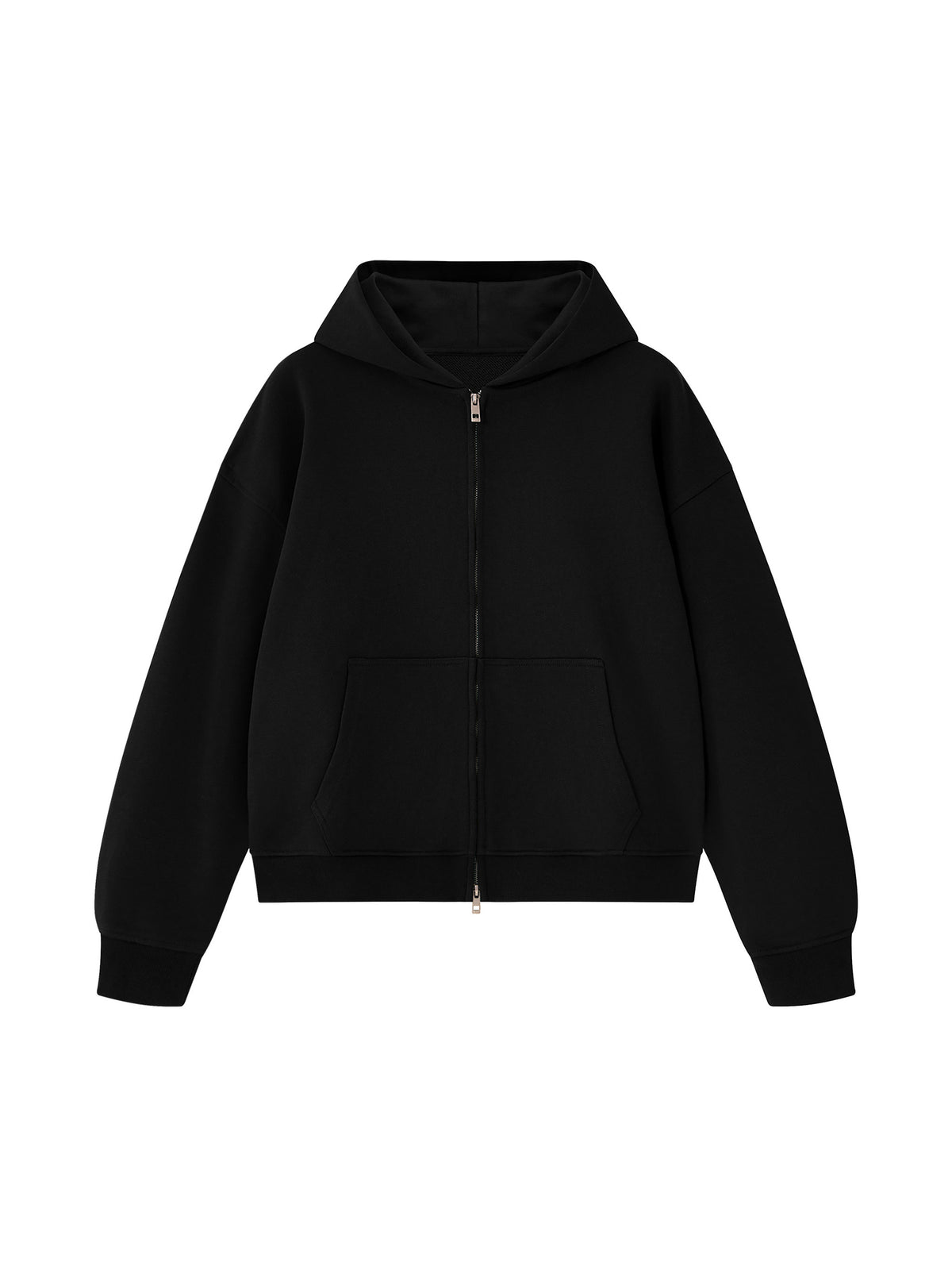 Unisex Heavyweight Full Zip Boxy Hoodie - Black front
