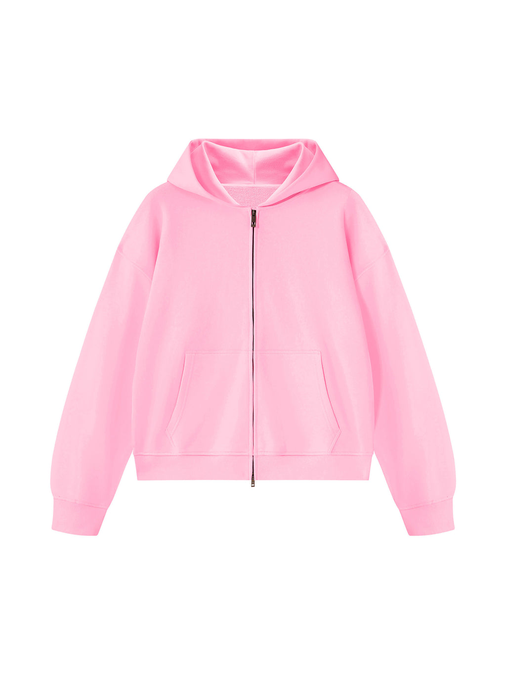 Unisex Heavyweight Full Zip Boxy Hoodie - Light Pink front