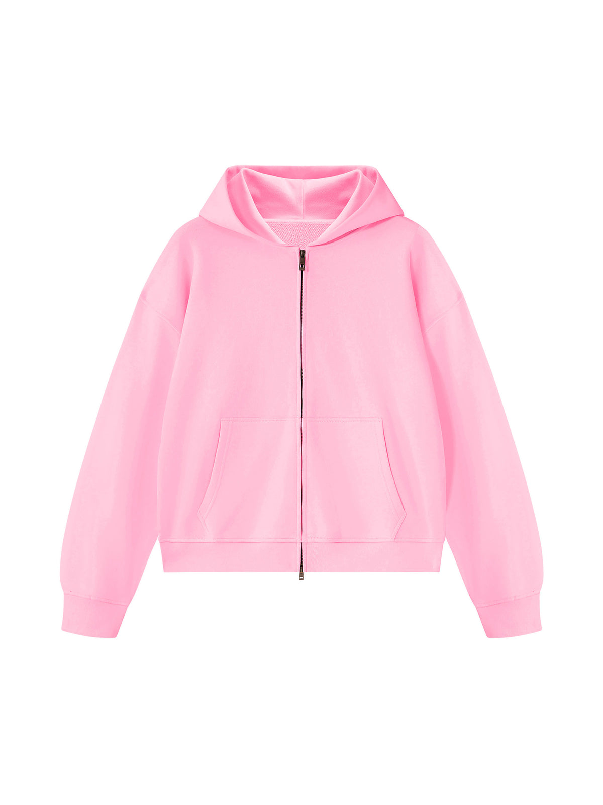 Unisex Heavyweight Full Zip Boxy Hoodie - Light Pink front