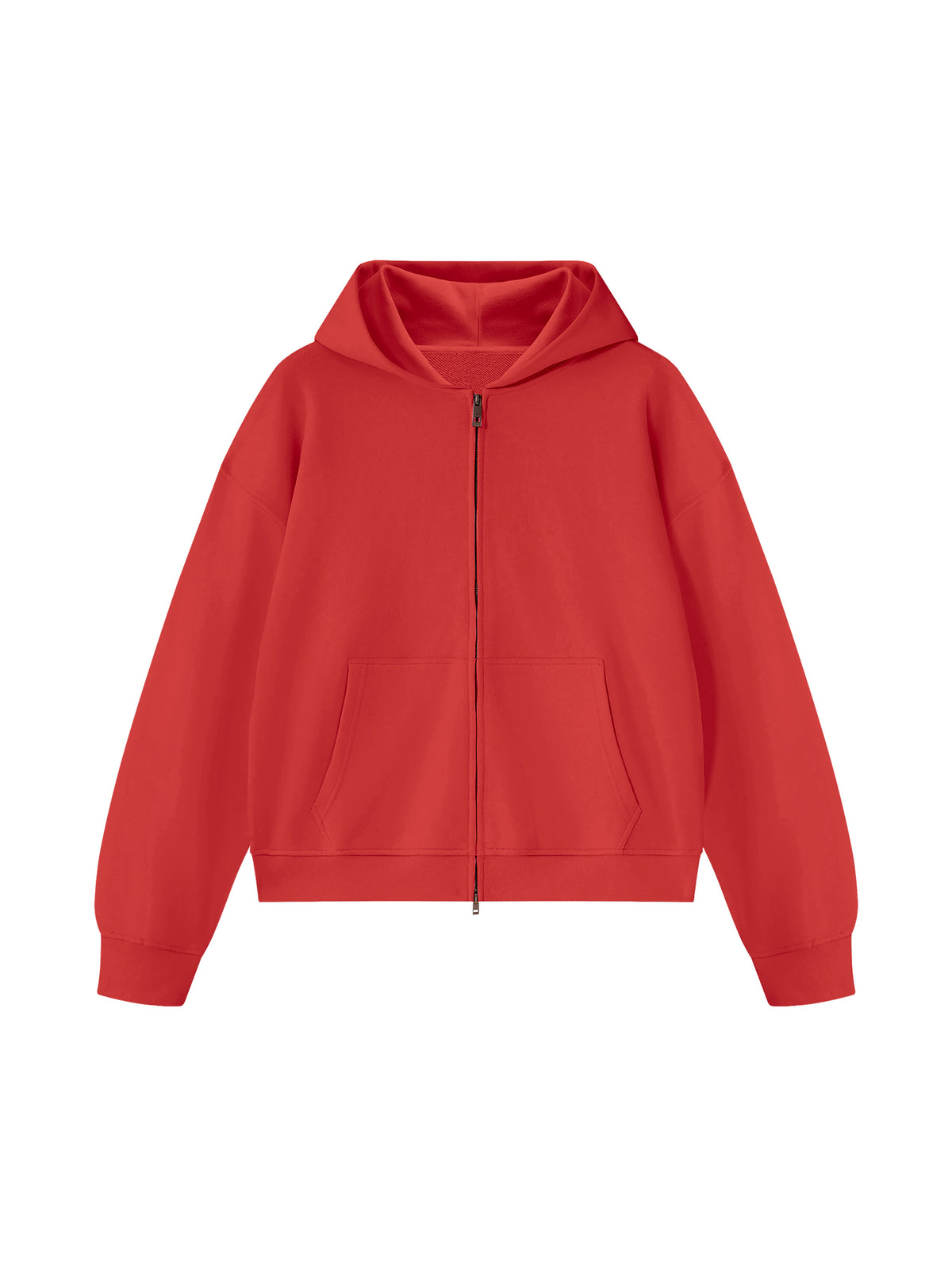 Unisex Heavyweight Full Zip Boxy Hoodie - Red front