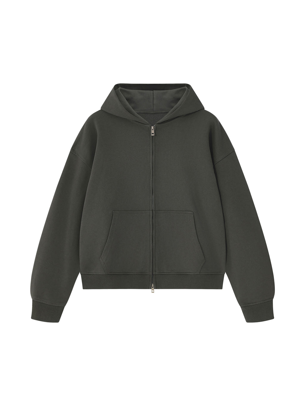 Unisex Heavyweight Full Zip Boxy Hoodie - Dark Gray front