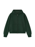 Unisex Heavyweight Full Zip Boxy Hoodie - Dark Green front