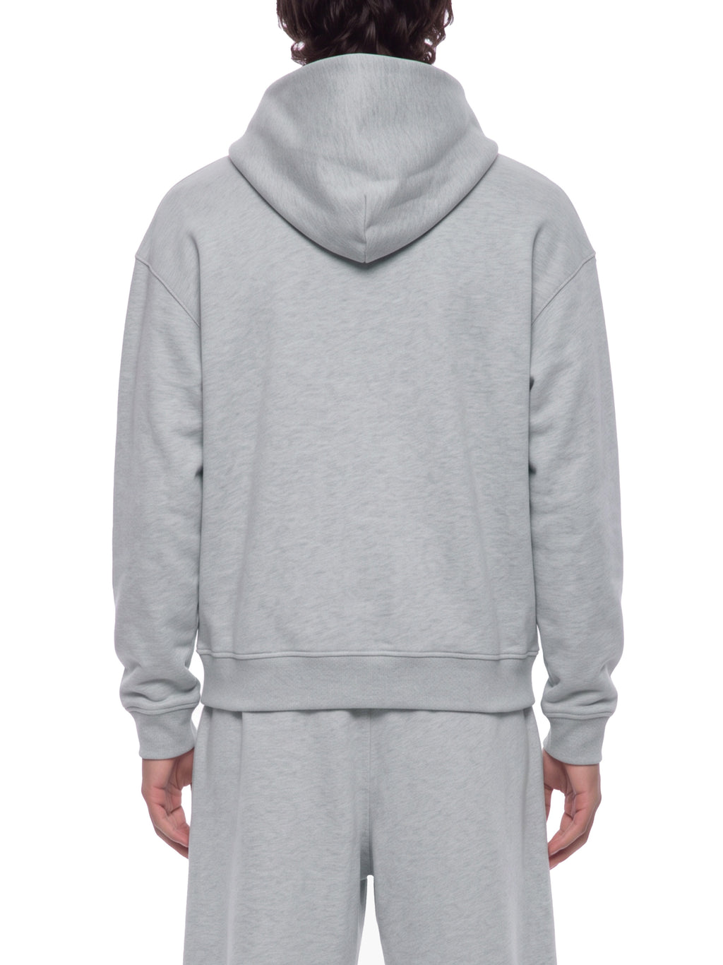 Unisex Heavyweight Full Zip Boxy Hoodie - Flower Gray male model back