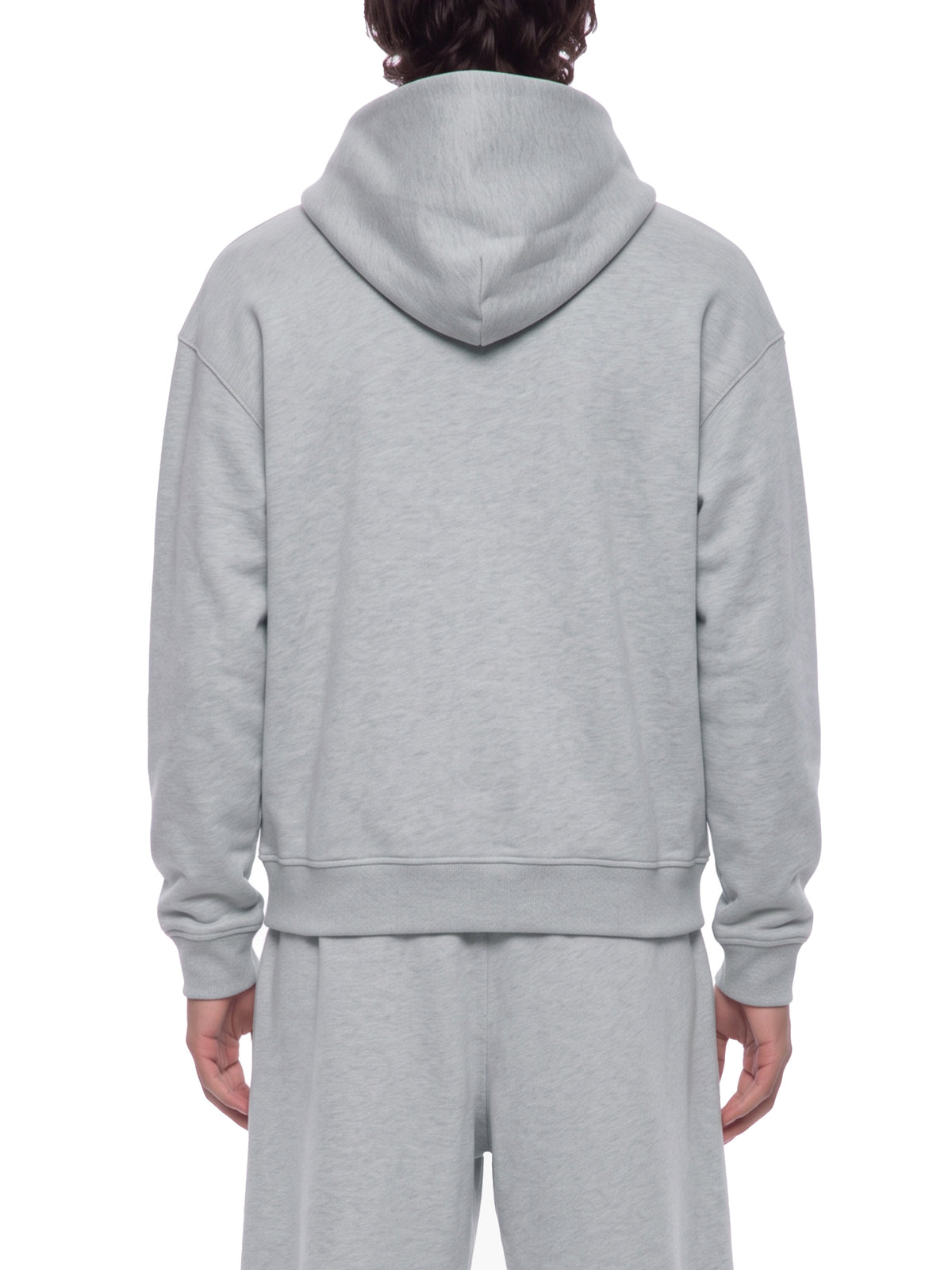 Unisex Heavyweight Full Zip Boxy Hoodie - Flower Gray male model back