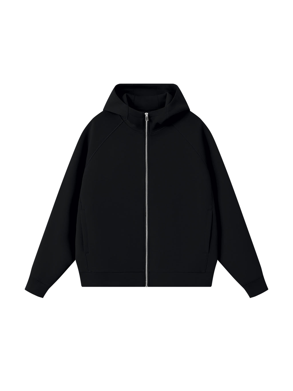 Unisex Raglan Full Zip Hoodie - Black front