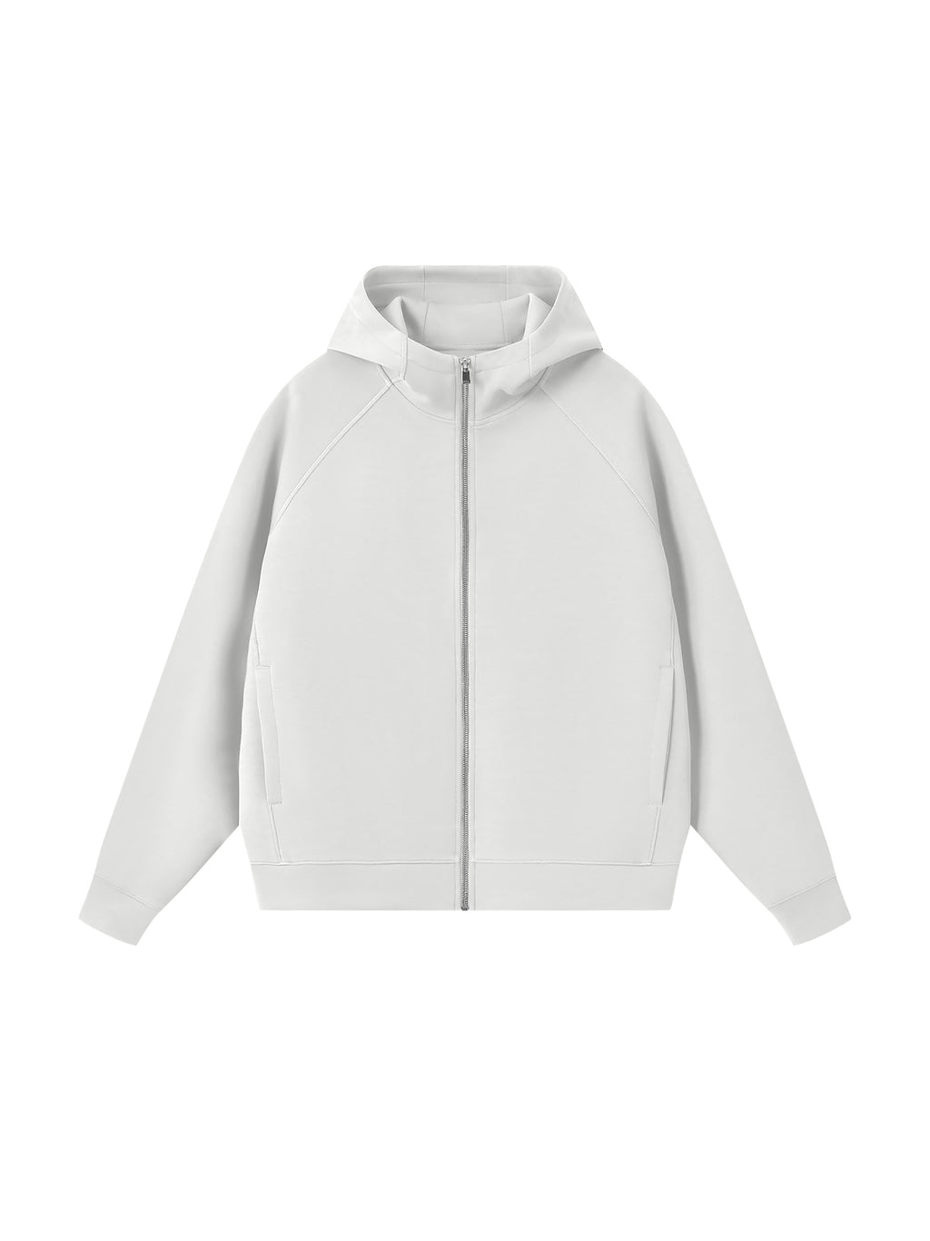 Unisex Raglan Full Zip Hoodie - Light Gray front