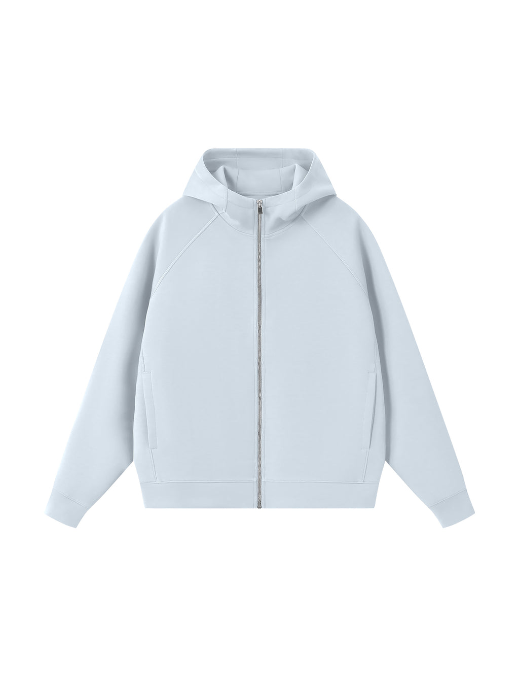 Unisex Raglan Full Zip Hoodie - Light Blue front