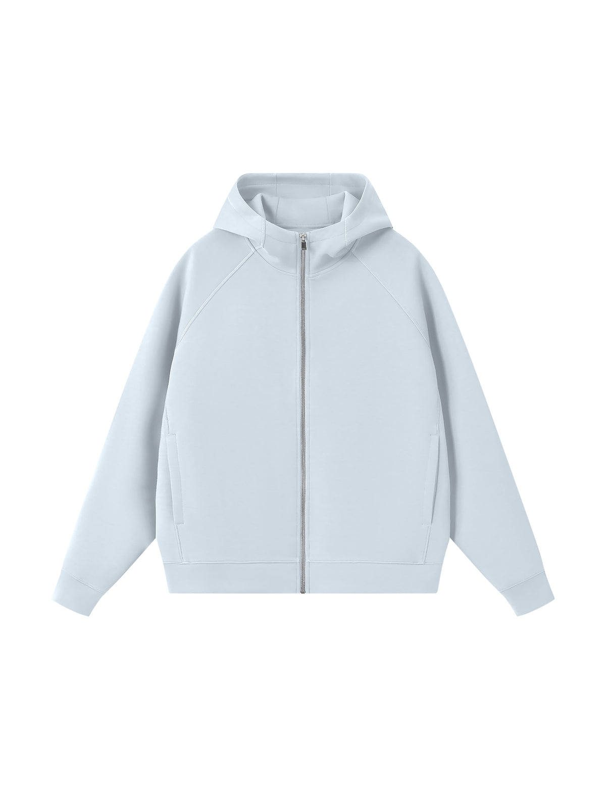 Unisex Raglan Full Zip Hoodie - Light Blue front