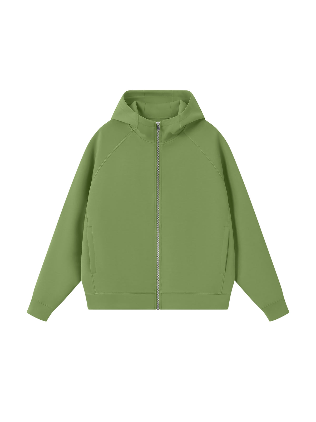 Unisex Raglan Full Zip Hoodie - Avocado Green front