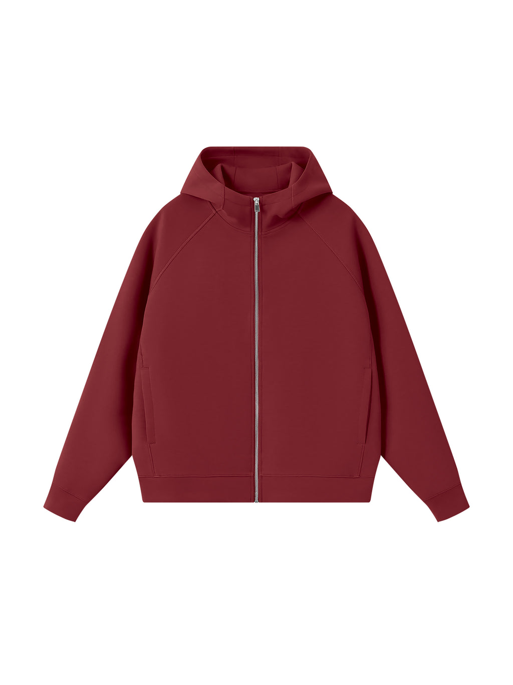 Unisex Raglan Full Zip Hoodie - Wine Red front