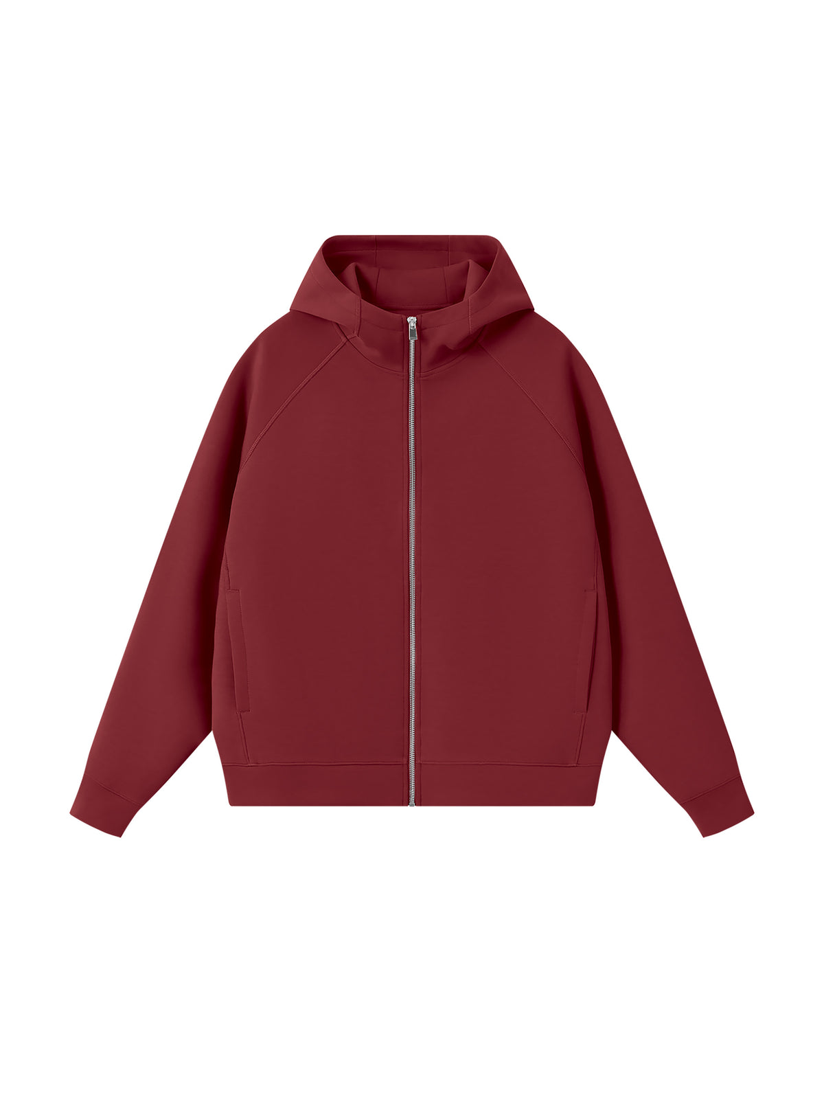 Unisex Raglan Full Zip Hoodie - Wine Red front