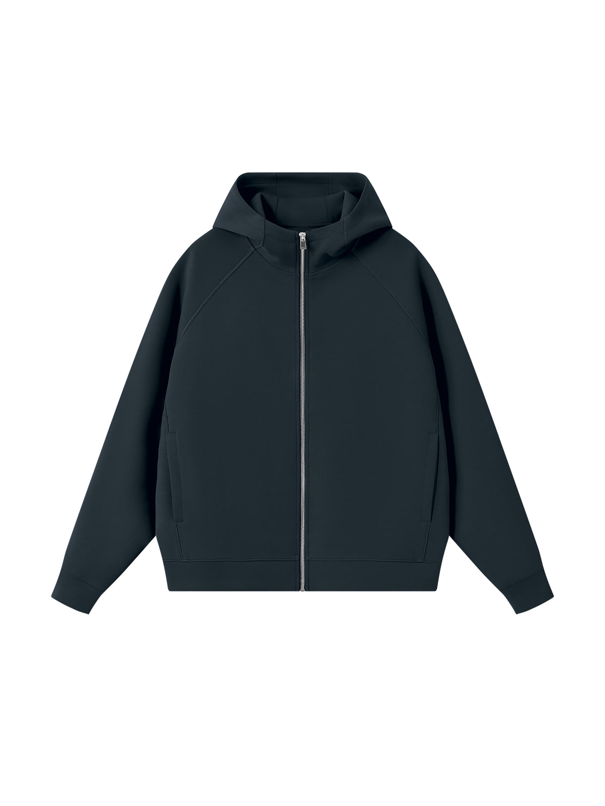 Unisex Raglan Full Zip Hoodie - Navy Blue front